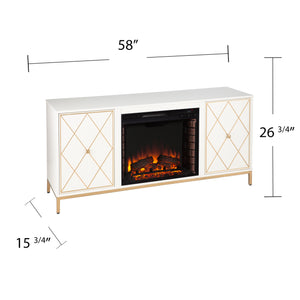 Electric media fireplace with modern gold accents Image 8