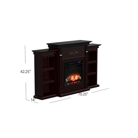 Image of Handsome bookcase fireplace with striking woodwork details Image 9