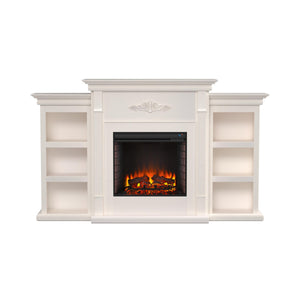 Handsome bookcase fireplace with striking woodwork details Image 4