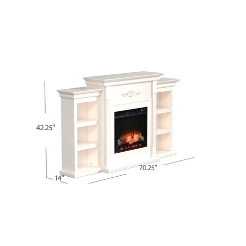 Image of Handsome bookcase fireplace with striking woodwork details Image 7