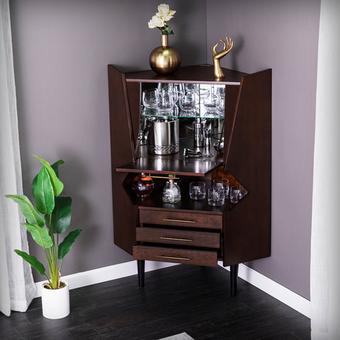 Image of Corner home bar cabinet with storage Image 3