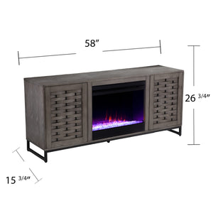 Gray TV stand with color changing fireplace Image 6