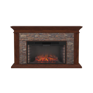 Faux stone electric fireplace with 33" wide firebox Image 3