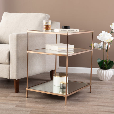 Image of Three-tier side table with display storage Image 1