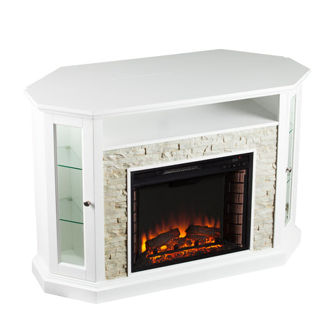 Image of Electric firepace with faux stone surround Image 8