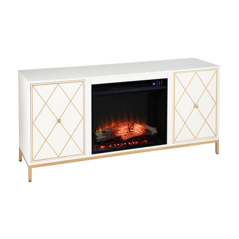 Image of Electric media fireplace with modern gold accents Image 6