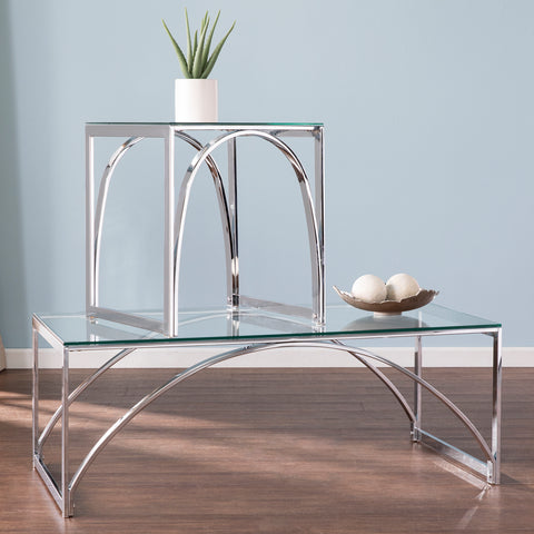 Rectangular coffee table w/ glass top Image 9