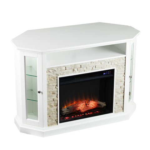 Image of Electric firepace with touch screen and faux stone surround Image 8