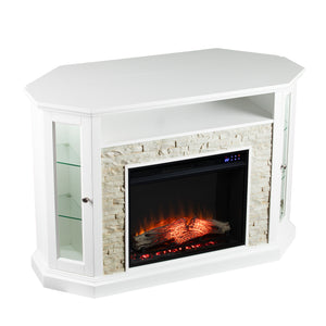 Electric firepace with touch screen and faux stone surround Image 8
