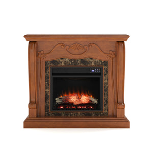 Touch screen electric fireplace with traditional mantel Image 6