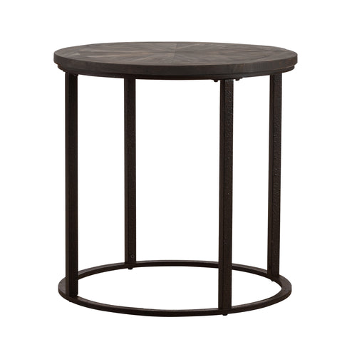 Image of Round end table w/ reclaimed wood tabletop Image 3