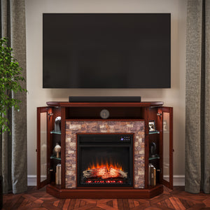 Electric firepace with touch screen and faux stone surround Image 4