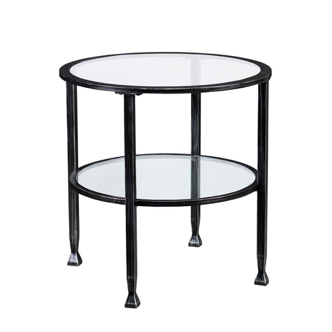 Image of Round end table with glass tabletop Image 4