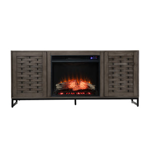 Gray TV stand with electric fireplace Image 7