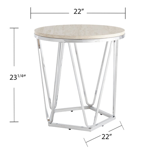 Image of Round side table with faux travertine Image 9