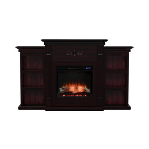 Handsome bookcase fireplace with striking woodwork details Image 3