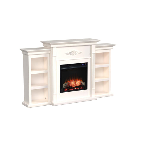 Image of Handsome bookcase fireplace with striking woodwork details Image 4