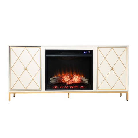 Image of Electric media fireplace with modern gold accents Image 5