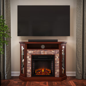 Electric firepace with faux stone surround Image 1