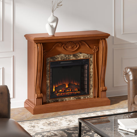 Image of Electric fireplace with traditional mantel Image 4