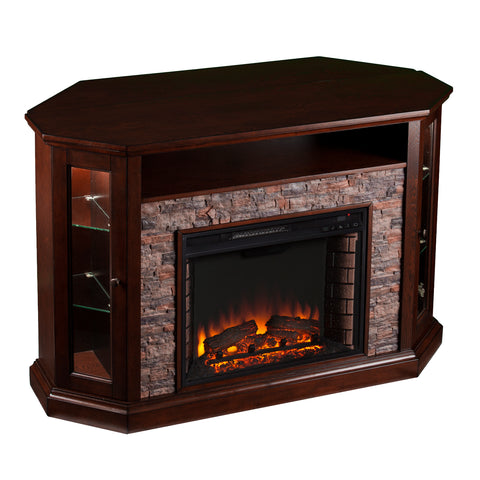 Image of Electric firepace with faux stone surround Image 8