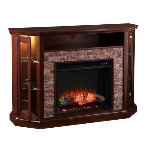 Image of Electric firepace with touch screen and faux stone surround Image 6