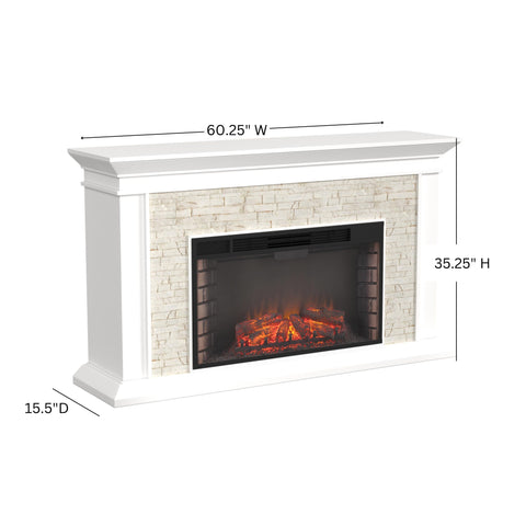 Image of Faux stone electric fireplace with 33" wide firebox Image 7