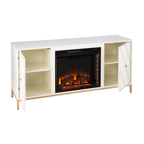 Image of Electric media fireplace with modern gold accents Image 7