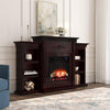 Handsome bookcase fireplace with striking woodwork details Image 1