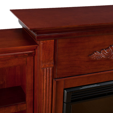 Image of Handsome bookcase fireplace with striking woodwork details Image 8