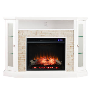 Electric firepace with touch screen and faux stone surround Image 6