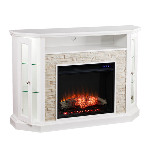 Image of Electric firepace with touch screen and faux stone surround Image 5