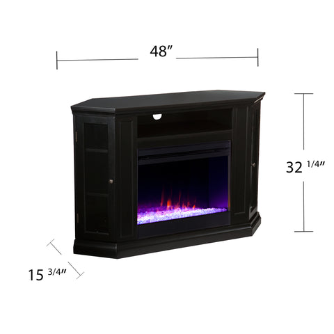 Image of Corner convertible media fireplace w/ color changing flames Image 9