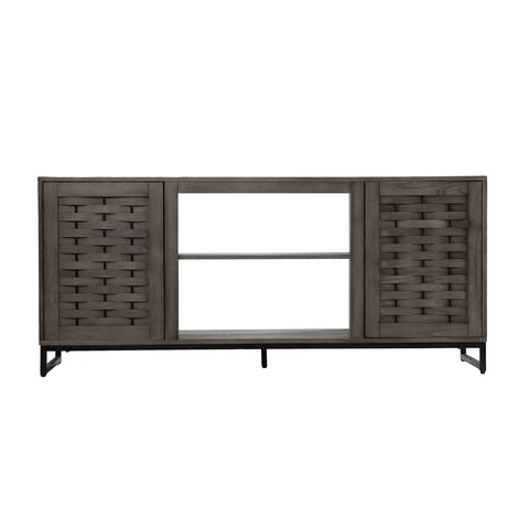 Image of Gray TV stand with media storage Image 4