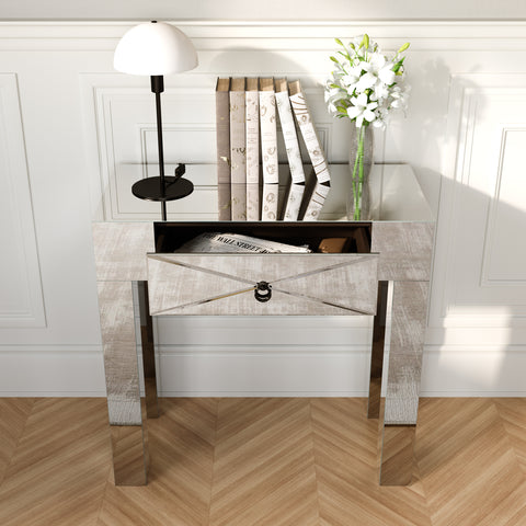 Image of Mirrored entry or sofa table with storage Image 3