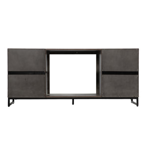 Gray TV stand with electric fireplace Image 9
