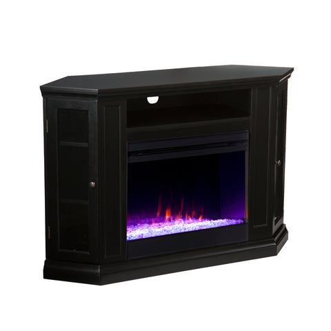 Image of Corner convertible media fireplace w/ color changing flames Image 10