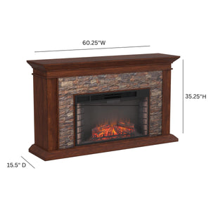 Faux stone electric fireplace with 33" wide firebox Image 7