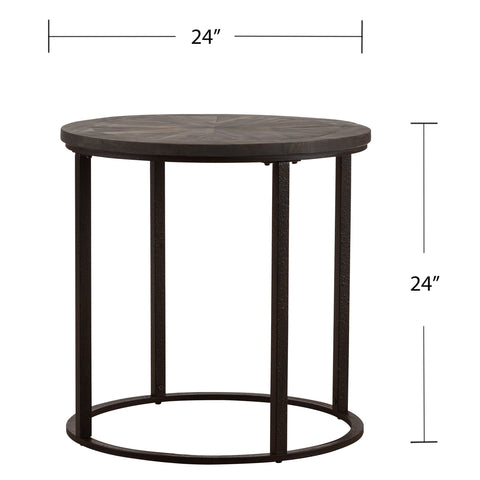 Image of Round end table w/ reclaimed wood tabletop Image 2