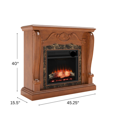 Image of Touch screen electric fireplace with traditional mantel Image 9