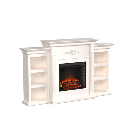 Image of Handsome bookcase fireplace with striking woodwork details Image 3