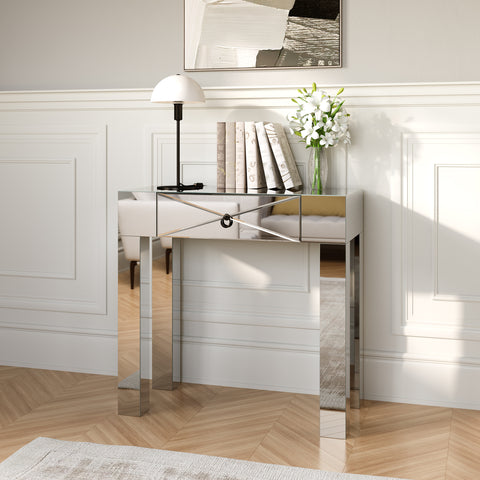 Image of Mirrored entry or sofa table with storage Image 1