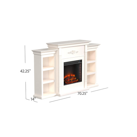 Image of Handsome bookcase fireplace with striking woodwork details Image 6