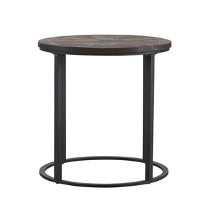 Round end table w/ reclaimed wood tabletop Image 6