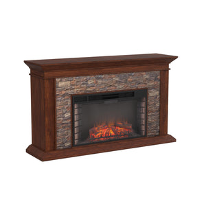 Faux stone electric fireplace with 33" wide firebox Image 4