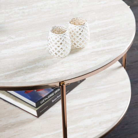 Image of Round coffee table with faux stone Image 2