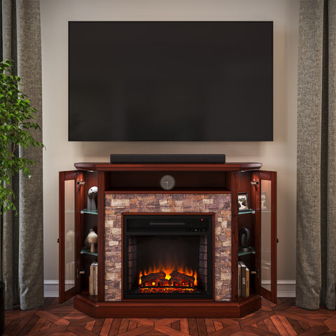Image of Electric firepace with faux stone surround Image 4