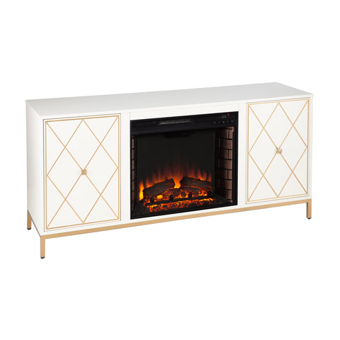 Image of Electric media fireplace with modern gold accents Image 2