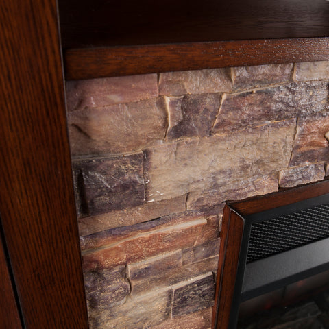 Image of Electric firepace with touch screen and faux stone surround Image 3