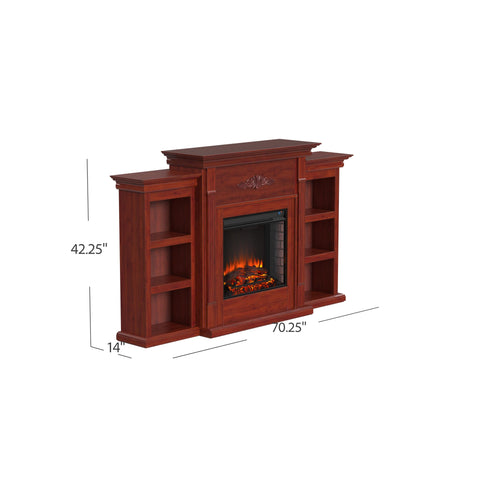 Image of Handsome bookcase fireplace with striking woodwork details Image 10